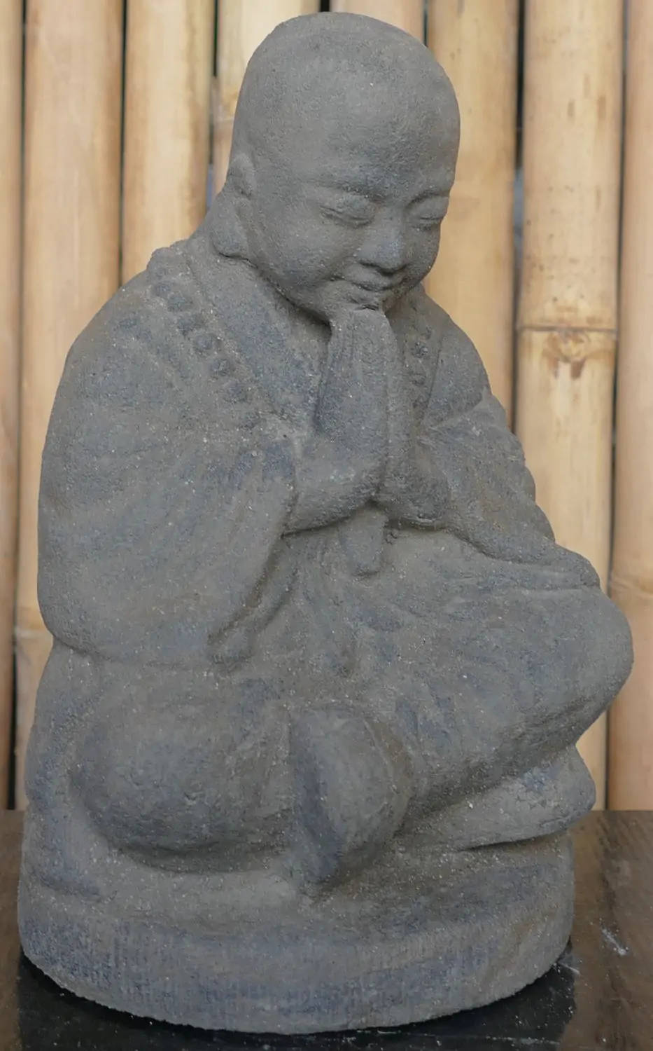  Product image 3 of the product “Sitting Monk, 25cm height, cast lava stone, handcrafted & coloured ”